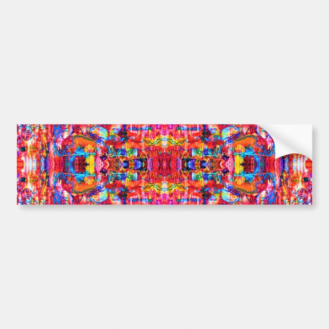 Cute multi colours abstract waves painting bumper sticker (Front)