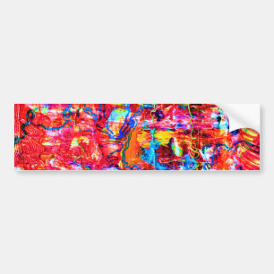 Cute multi colours abstract waves painting bumper sticker