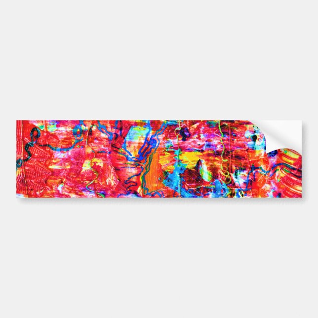 Cute multi colours abstract waves painting bumper sticker (Front)