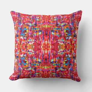 Cute multi colours abstract waves painting cushion
