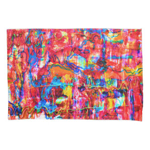 Cute multi colours abstract waves painting pillowcase