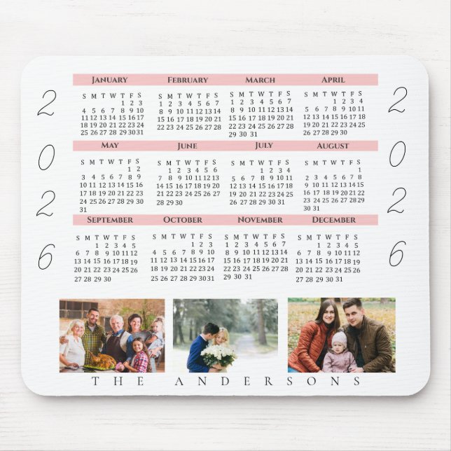 Cute Multi Photo 2021 Calendar Family Photo Mouse Pad (Front)