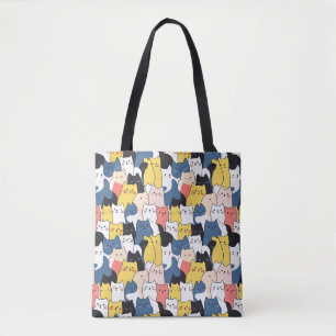 Cute Multicolor Cat Pattern Tote Bag – Aesthetic
