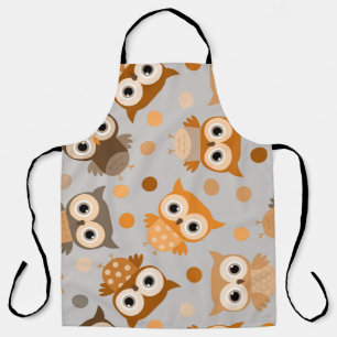 Cute multicolor colourful owl pattern apron