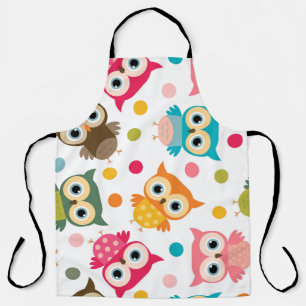 Cute multicolor owl pattern apron