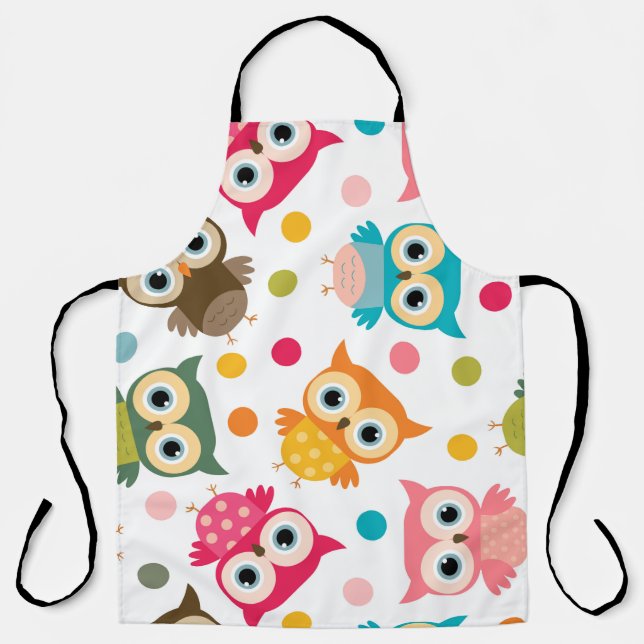 Cute multicolor owl pattern apron (Front)