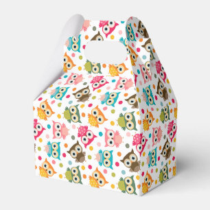 Cute multicolor owl pattern favour box