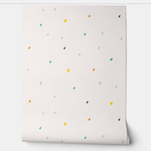 Cute multicolor raindrops on cream background wallpaper