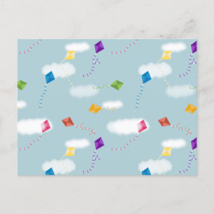 Cute Multicolored Flying Kites Kids Pattern Postcard