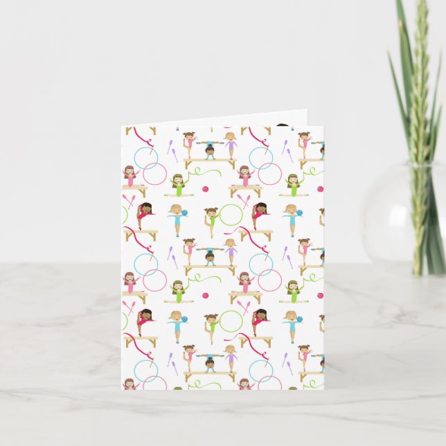 Cute Multicolored Gymnastics Kids  Card (Front)