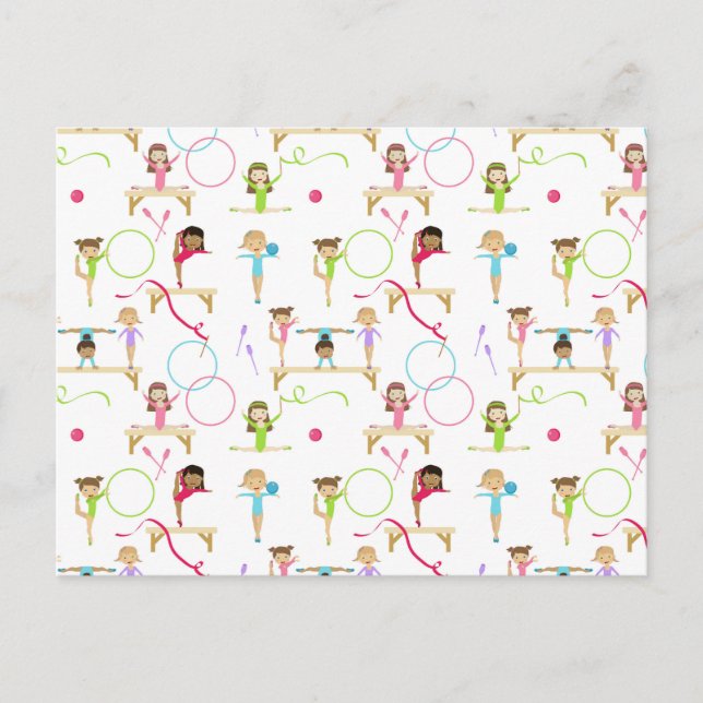 Cute Multicolored Gymnastics Kids  Postcard (Front)