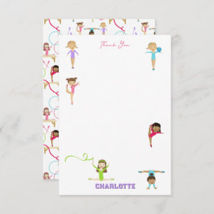 Cute Multicolored Gymnastics Kids  Thank You Card