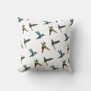 Cute multicolored hummingbirds cushion