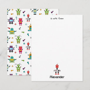 Cute Multicolored Robots Kids Robot Custom Name Card