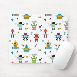 Cute Multicolored Robots Kids Robot Pattern Mouse Pad
