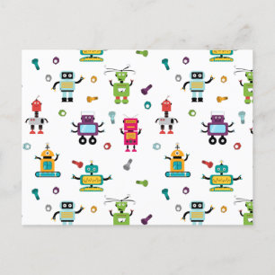 Cute Multicolored Robots Kids Robot Pattern Postcard