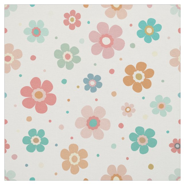 Cute Multicolour Flower Pattern Fabric (Swatch)