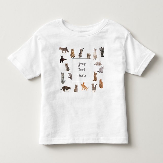 Cute Multiple Kitten Cats Adorable Custom Text Toddler T-Shirt (Front)