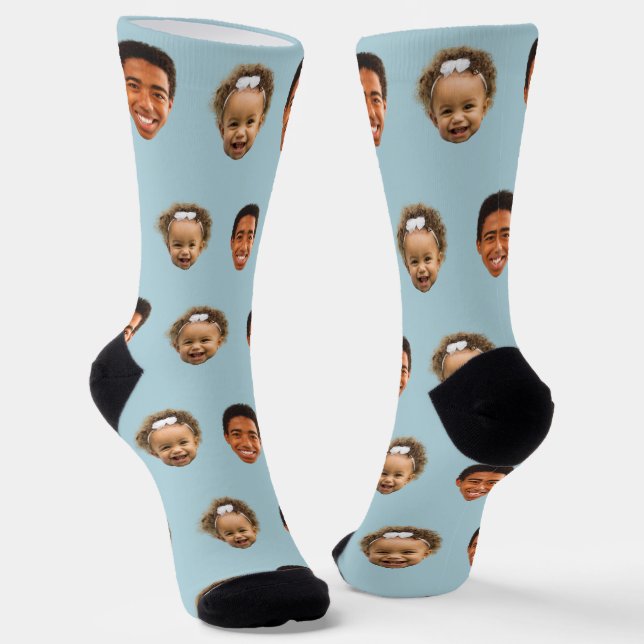 Cute Mum 2 Face Photo Personalised Socks (Angled)