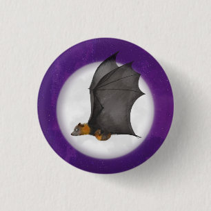 Cute mum and baby bat round badge