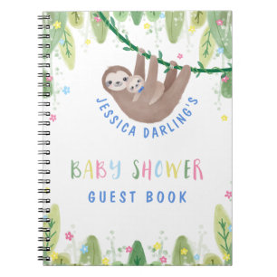 Cute Mum and Baby Boy Sloth Guest Book