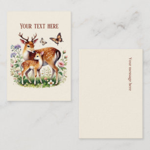 Cute Mum and baby deer add your message Card