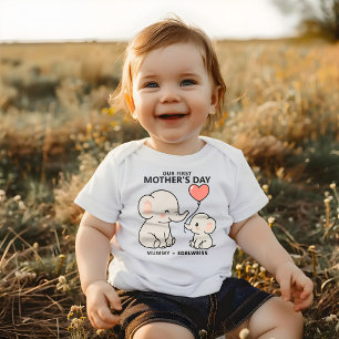 Cute Mum and Baby Elephant First Mother's Day Bodysuit