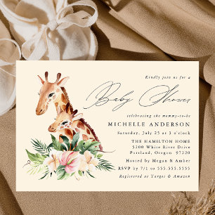 Cute Mum and Baby Giraffe Baby Shower Invitation