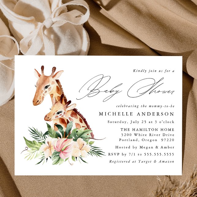 Cute Mum and Baby Giraffe Baby Shower Invitation (Creator Uploaded)