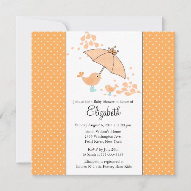CUTE Mum & Baby Bird Baby Shower Invitation (Front)
