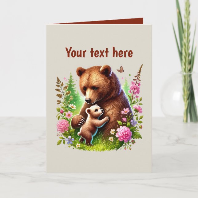 Cute Mum baby customisable bear  Card (Front)