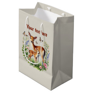 Cute Mum baby customisable deer  Medium Gift Bag