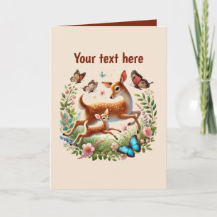 Cute Mum baby deer customisable  Card