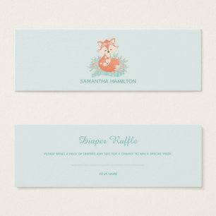 Cute Mum & Baby Fox Boy Baby Shower Diaper Raffle