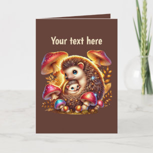Cute Mum baby hedgehog customisable Card