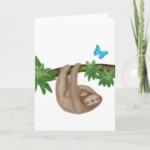 Cute mum & baby sloth blank card