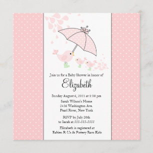 CUTE Mum & Baby TWINS Bird Baby Shower Invitation