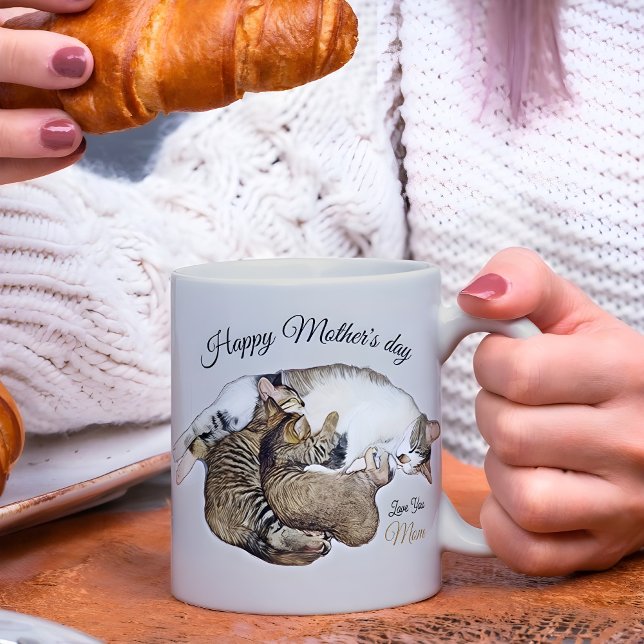 Cute Mum Cat Nursing her little kittens custom  Coffee Mug (Creator Uploaded)
