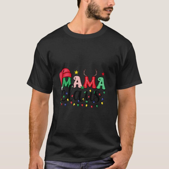 Cute Mum Coquette Christmas Lights Holiday Santa M T-Shirt (Front)