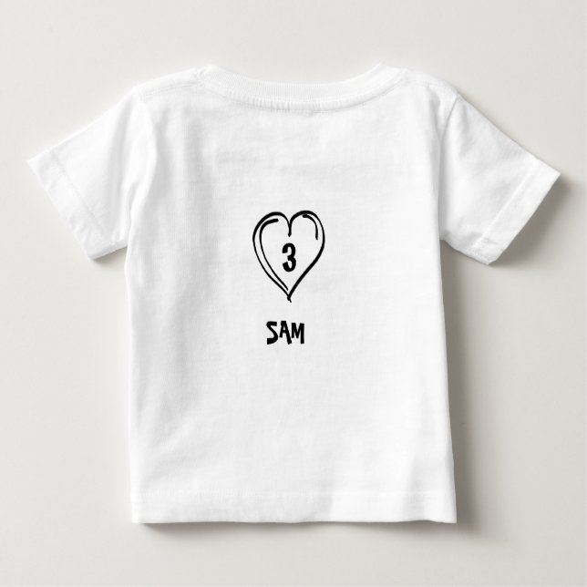 Cute Mum & Dad Heart – Custom Name Baby T-Shirt (Back)