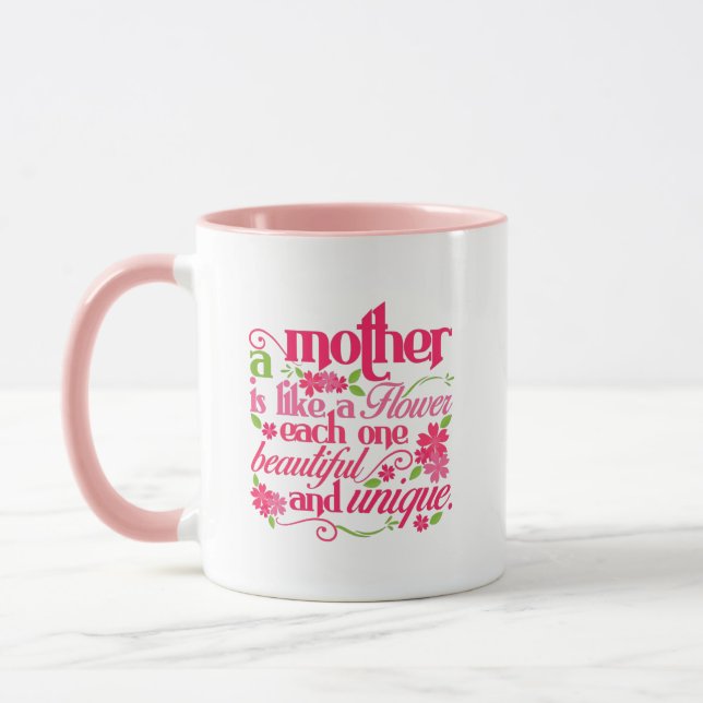 Cute Mum flower word art  Mug (Left)