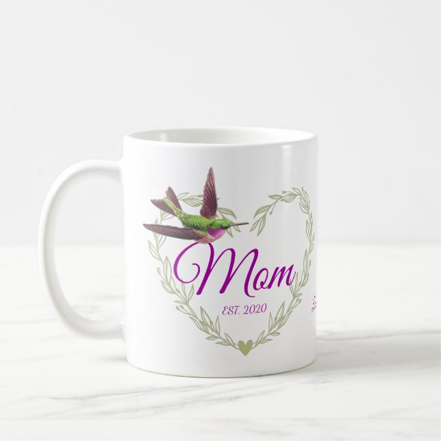 Cute Mum Heart Hummingbird  Coffee Mug (Left)