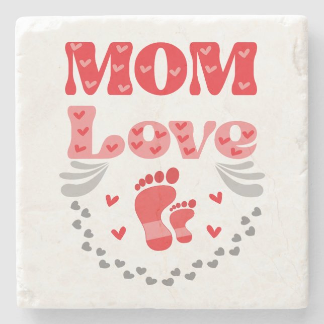 Cute Mum Love Stone Coaster (Front)