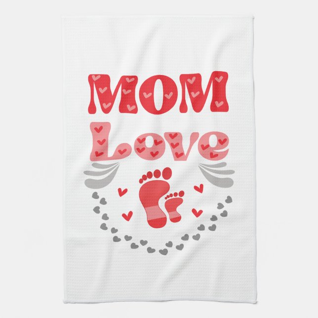 Cute Mum Love Tea Towel (Vertical)