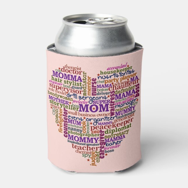Cute Mum Mother's Day Word Art Heart Typography Can Cooler (Can Front)