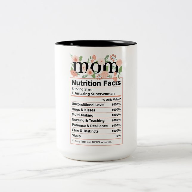 Cute Mum Nutrition Facts Two-Tone Coffee Mug (Center)