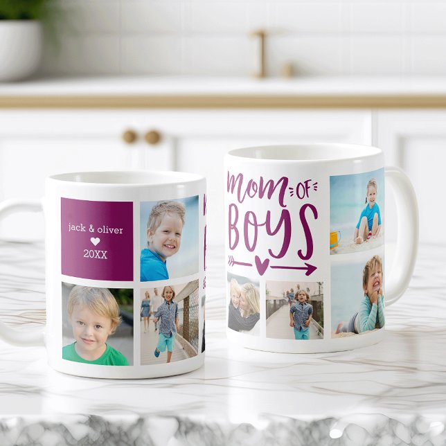 Cute Mum of Boys Photo Collage Coffee Mug (Creator Uploaded)