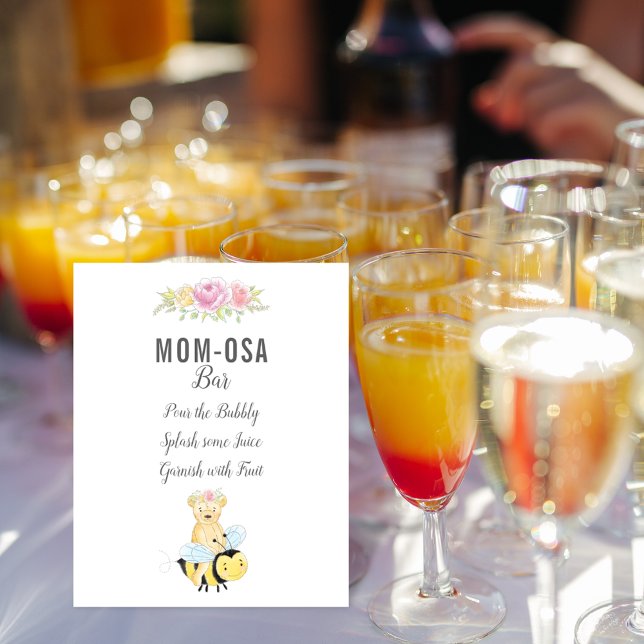 Cute Mum-osa Bar Girl Teddy Bear Baby Shower Poster (Creator Uploaded)