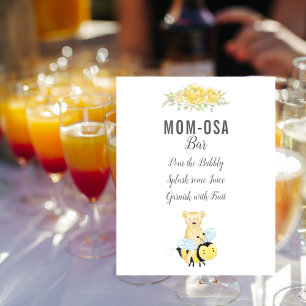 Cute Mum-osa Bar Teddy Bear Gender Reveal Poster
