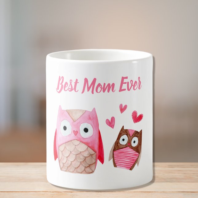Cute Mum Owls Personalised Pink Coffee Mug (Creator Uploaded)